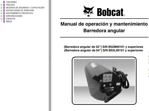 Bobcat Angle Sweeper 52 64 Operation Maintenance Manual 7395757 ES
