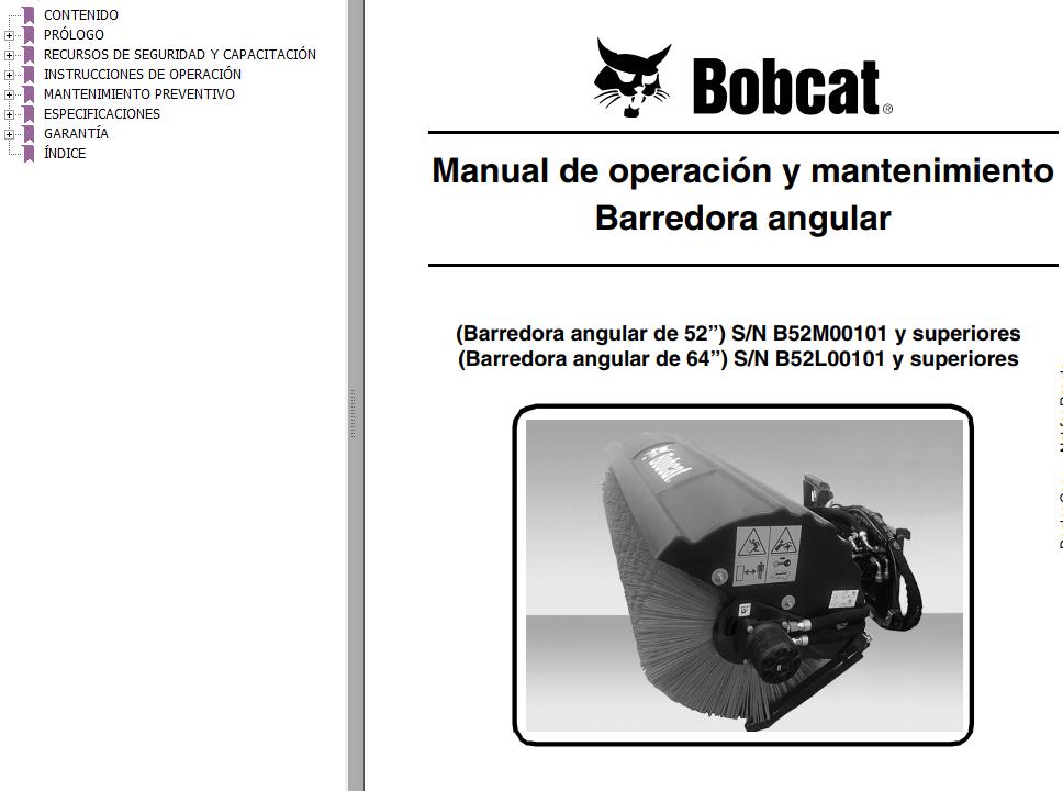 Bobcat Angle Sweeper 52 64 Operation Maintenance Manual 7395757 ES