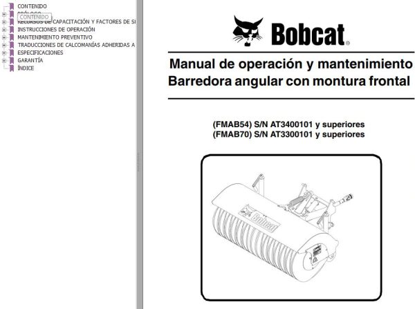 Bobcat Angle Sweeper FMAB54 FMAB70 Operation Maintenance Manual ES