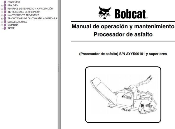 Bobcat Asphalt Processor Operation Maintenance Manual 6990461 ES