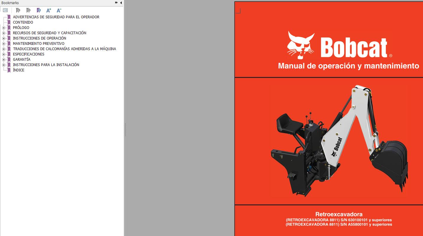 Bobcat Backhoe 8709 Operation Maintenance Manual ES