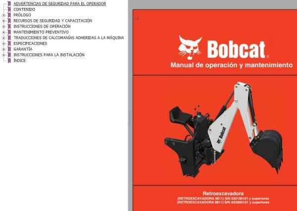 Bobcat Backhoe 8811 Operation Maintenance Manual ES