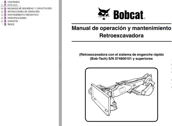 Bobcat Backhoe Bobtach Operation Maintenance Manual 6901671 ES
