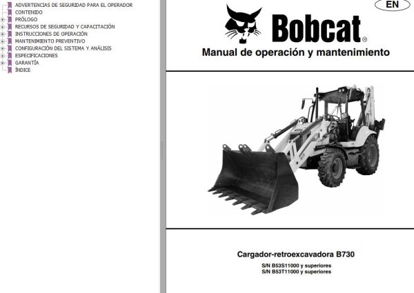 Bobcat Backhoe Loader B730 Operation Maintenance Manual 7402294 ES