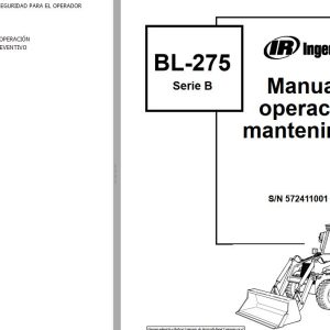 Bobcat Backhoe Loader BL275 Series B Operation Maintenance Manual 6902655 ES