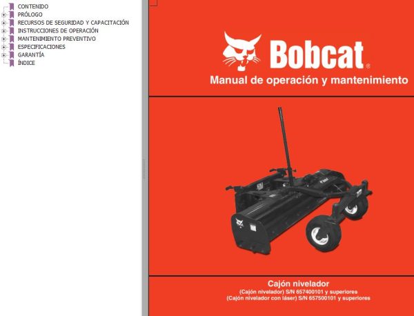 Bobcat Blade Box Operation Maintenance Manual ES