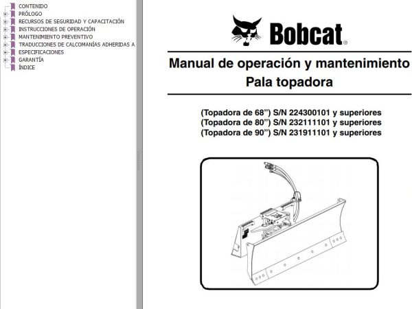 Bobcat Blade Dozer 68 80 90 Operation Maintenance Manual 6900819 ES