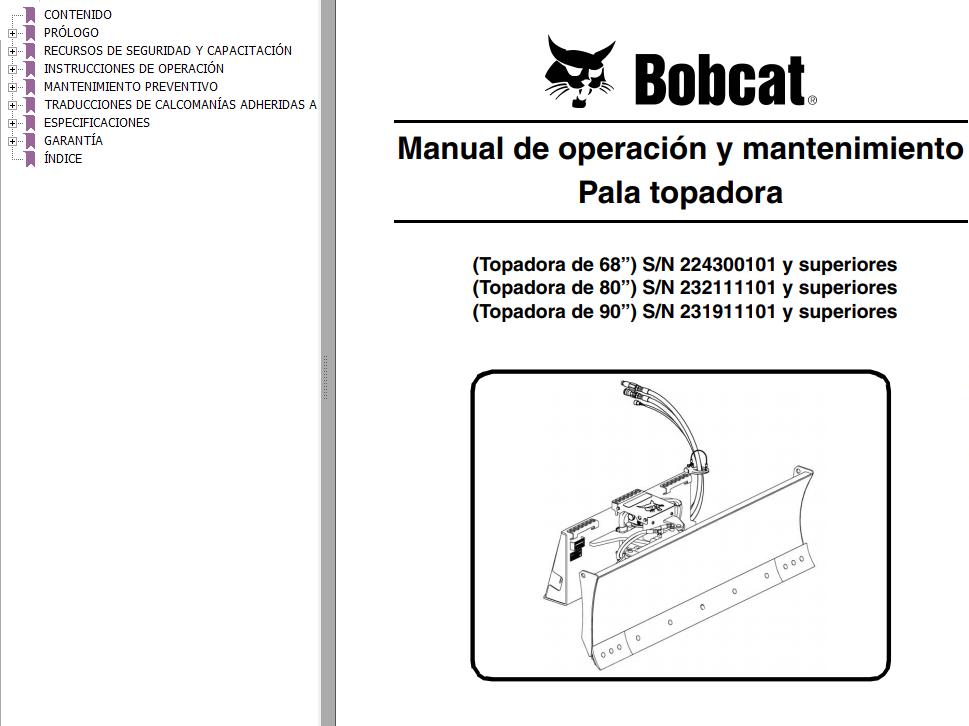Bobcat Blade Dozer 68 80 90 Operation Maintenance Manual 6900819 ES