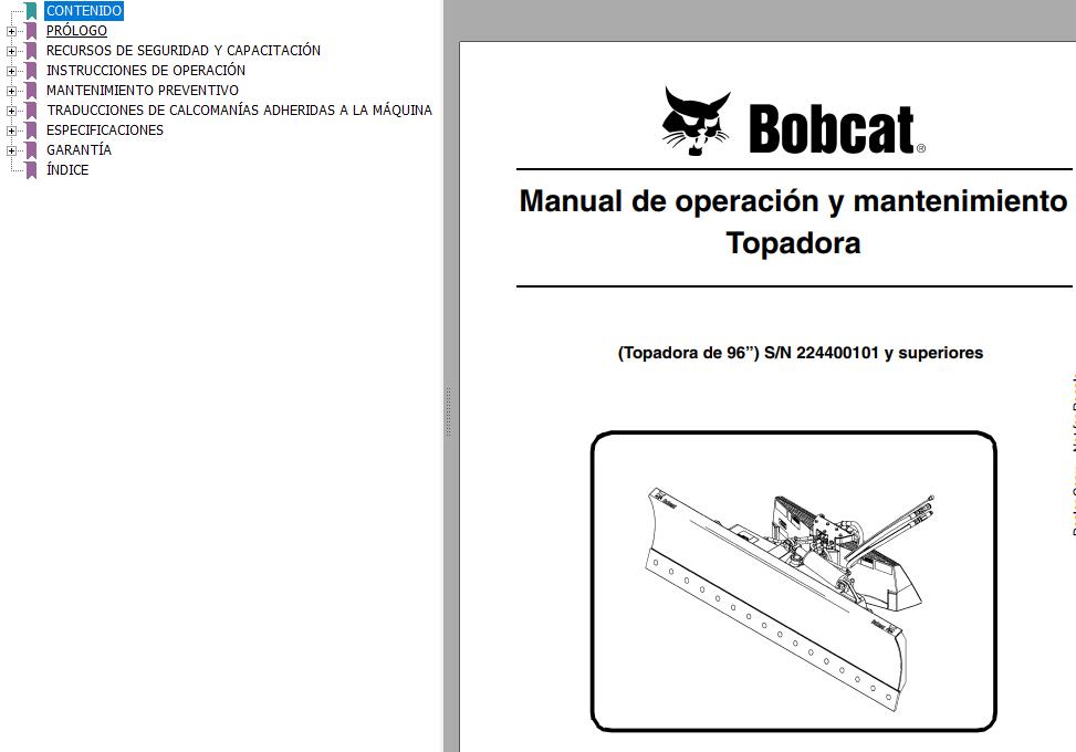 Bobcat Blade Dozer 96 Operation Maintenance Manual 6903167 ES