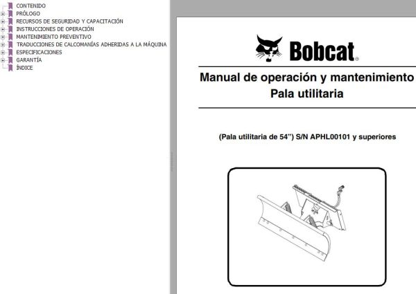 Bobcat Blade Utility 54 Operation Maintenance Manual 6990065 ES
