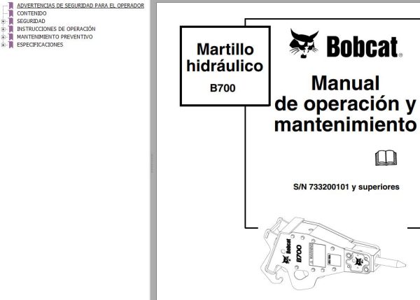 Bobcat Breaker B700 Operation Maintenance Manual 6901102 ES
