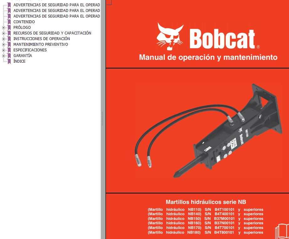 Bobcat Breaker NB110 to NB180 Operation Maintenance Manual 7357565 ES
