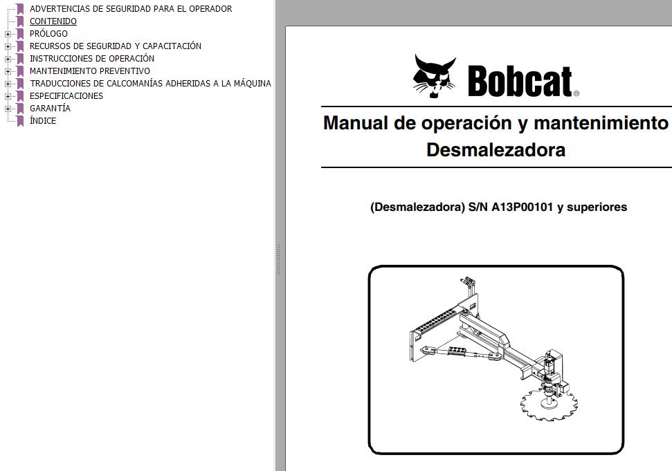 Bobcat Brush Saw Operation Maintenance Manual 6904202 ES