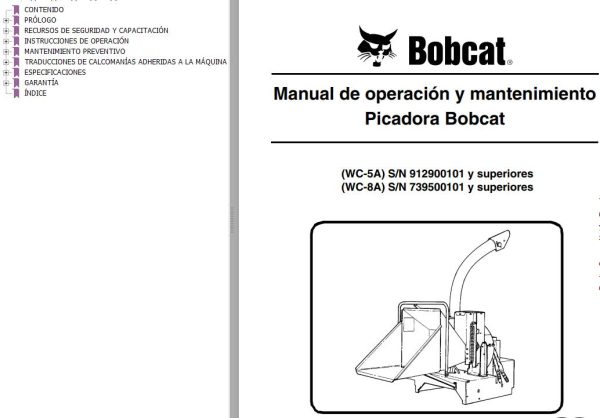 Bobcat Chipper WC 5A WC 8A Operation Maintenance Manual 6900781 ES