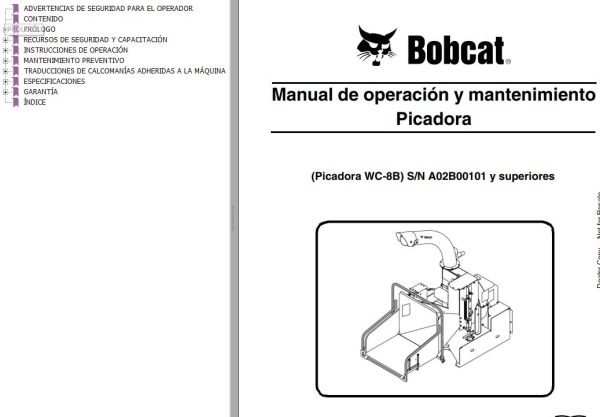Bobcat Chipper WC 8B Operation Maintenance Manual 6904884 ES