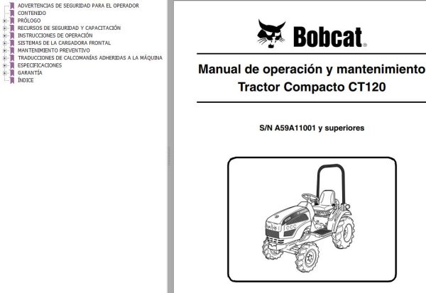 Bobcat Compact Tractor CT120 Operation Maintenance Manual 6986522 ES