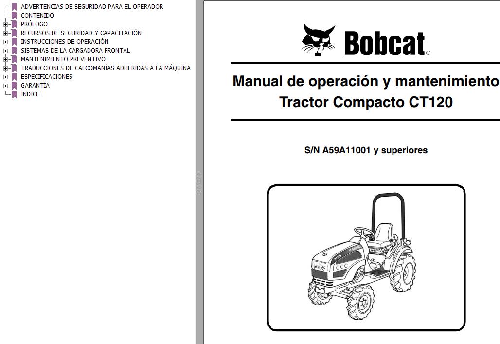 Bobcat Compact Tractor CT120 Operation Maintenance Manual 6986522 ES