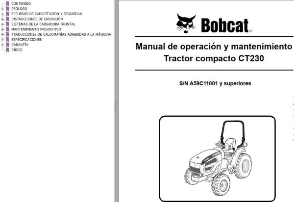 Bobcat Compact Tractor CT230 Operation Maintenance Manual ES