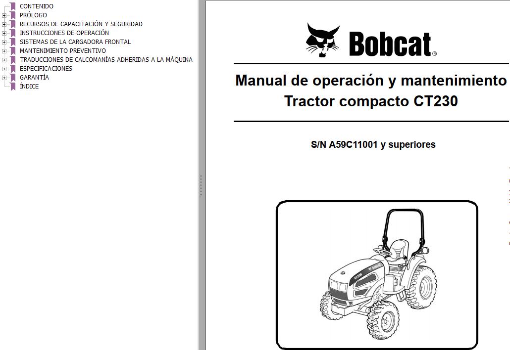 Bobcat Compact Tractor CT230 Operation Maintenance Manual ES