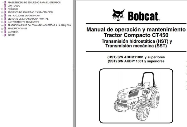 Bobcat Compact Tractor CT450 Operation Maintenance Manual 6987077 ES