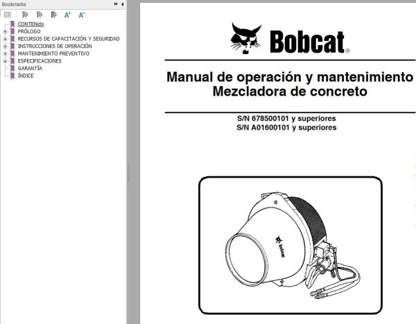 Bobcat Concrete Mixer Operation Maintenance Manual ES
