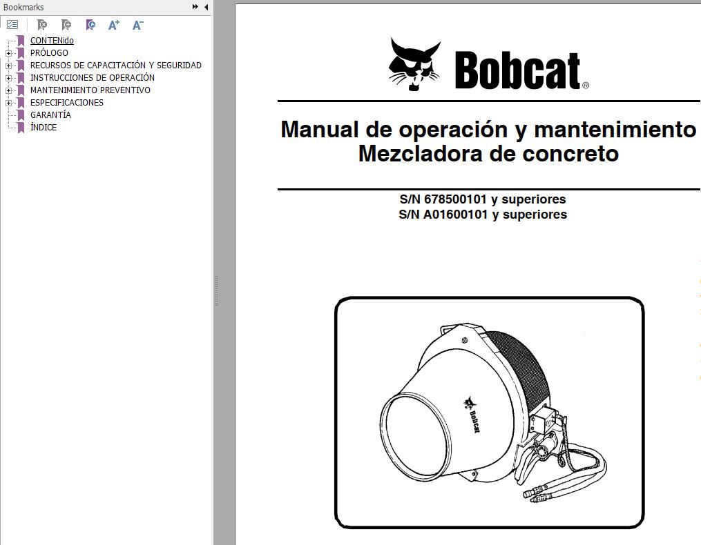 Bobcat Concrete Mixer Operation Maintenance Manual ES