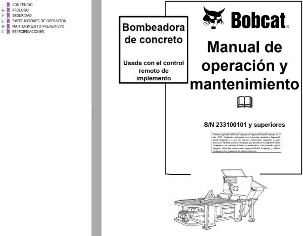 Bobcat Concrete Pump Operation Maintenance Manual ES