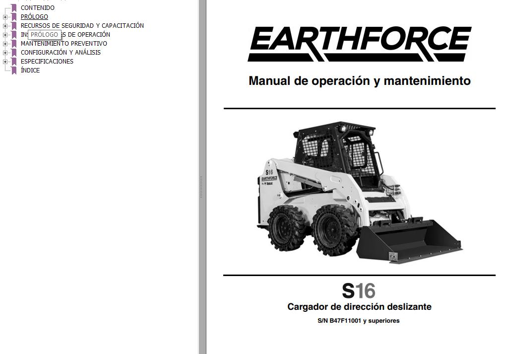 Bobcat EarthForce S16 Operation Maintenance Manual 7312958 ES