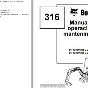 Bobcat Excavator 316 Operation Maintenance Manual 6902283 ES