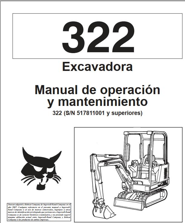 Bobcat Excavator 322 Operation Maintenance Manual ES