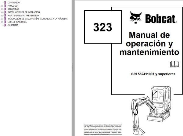 Bobcat Excavator 323 Operation Maintenance Manual ES