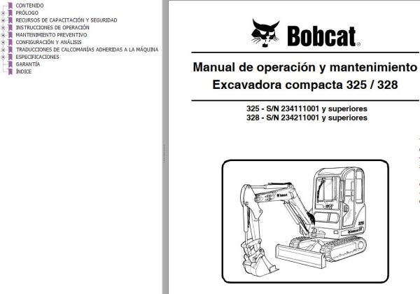 Bobcat Excavator 325 328 Operation Maintenance Manual ES