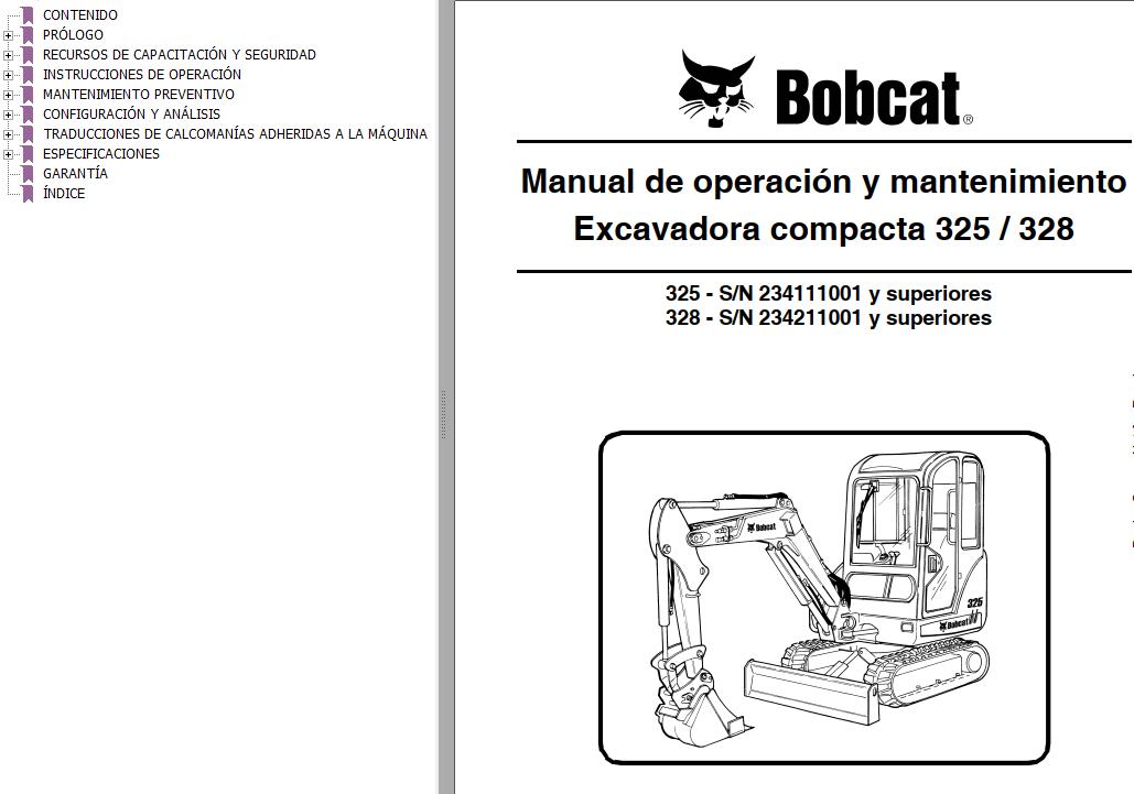 Bobcat Excavator 325 328 Operation Maintenance Manual ES
