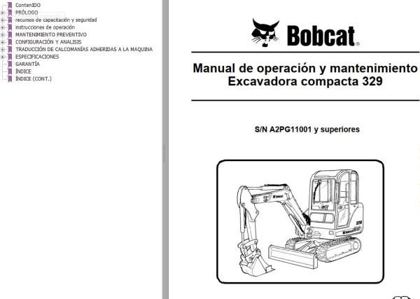 Bobcat Excavator 329 Operation Maintenance Manual ES