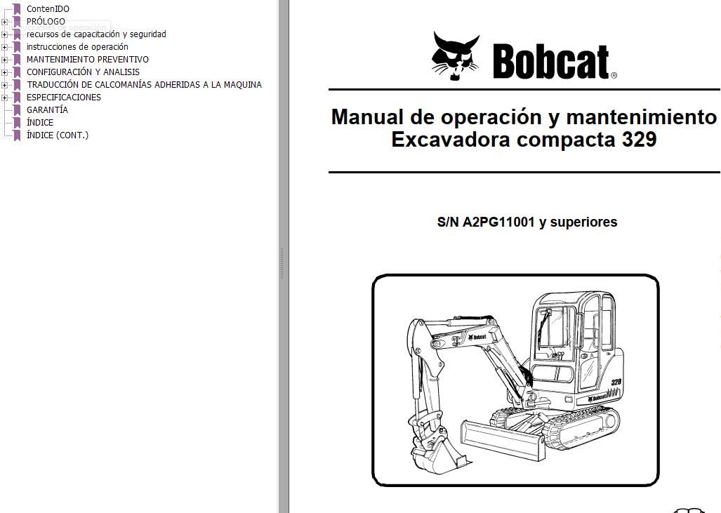 Bobcat Excavator 329 Operation Maintenance Manual ES