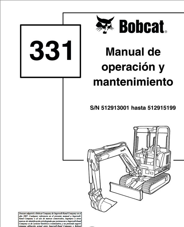 Bobcat Excavator 331 Operation Maintenance Manual 6724466 ES