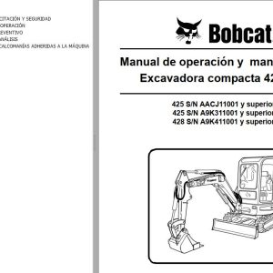 Bobcat Excavator 425 428 Operation Maintenance Manual 6986951 ES