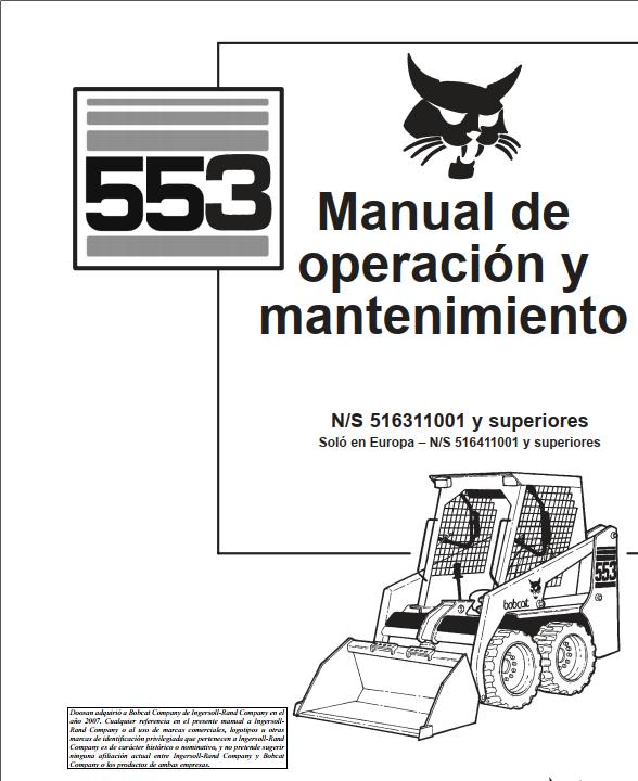 Bobcat Excavator 553 Operation Maintenance Manual ES