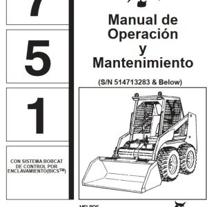 Bobcat Excavator 751 Operation Maintenance Manual ES