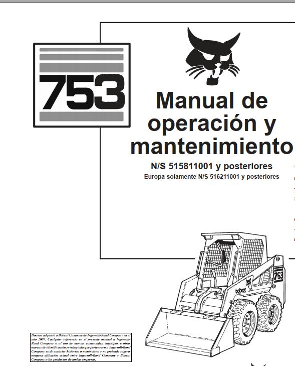 Bobcat Excavator 753 Operation Maintenance Manual ES