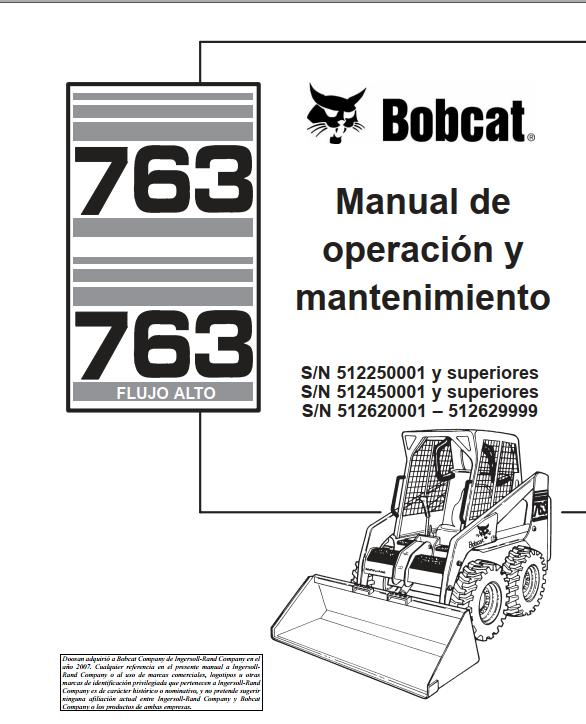 Bobcat Excavator 763 Operation Maintenance Manual ES