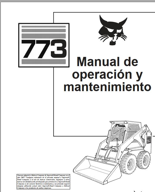 Bobcat Excavator 773 Operation Maintenance Manual ES