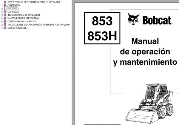 Bobcat Excavator 853 853H Operation Maintenance Manual 6724034 ES