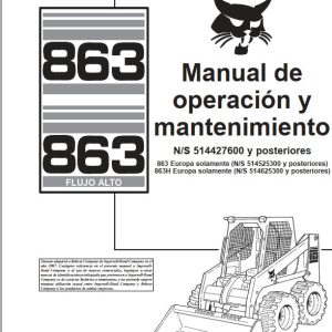 Bobcat Excavator 863 Operation Maintenance Manual ES