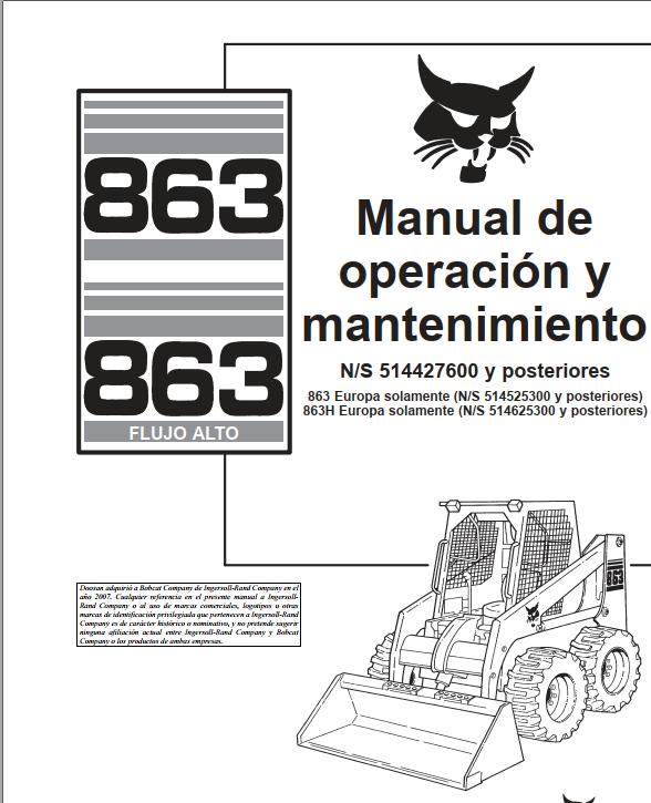 Bobcat Excavator 863 Operation Maintenance Manual ES