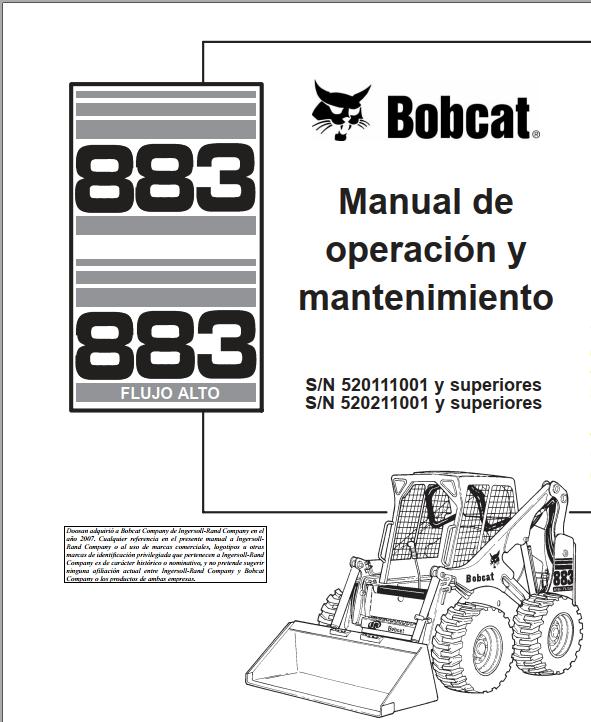 Bobcat Excavator 883 Operation Maintenance Manual 6901274 ES