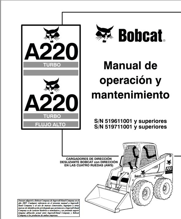Bobcat Excavator A220 Operation Maintenance Manual 6901243 ES