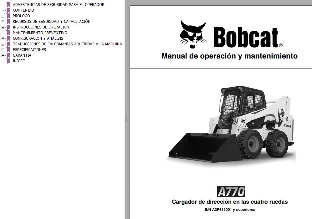 Bobcat Excavator A770 Operation Maintenance Manual ES