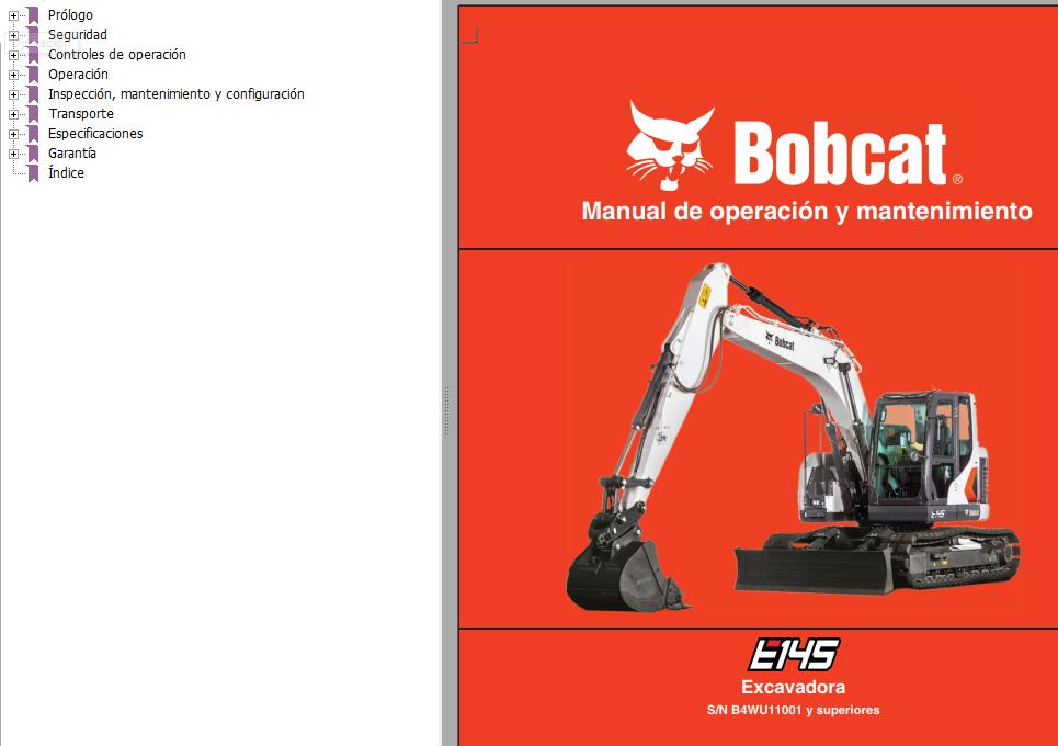 Bobcat Excavator E145 Operation Maintenance Manual 7387075 ES