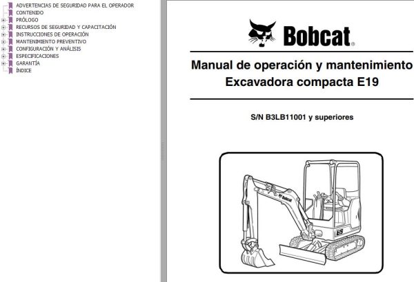 Bobcat Excavator E19 Operation Maintenance Manual ES